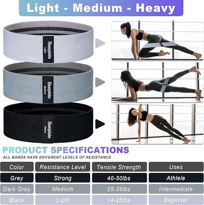 Resistance Bands for Working Out, 3 Levels Exercise Bands Workout Bands Set for Women Men, Hip Legs Booty Bands for Home Fitness, Gym, Yoga, Pilates