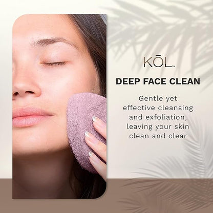 KOL Face Scrubber, Lavender Infused Exfoliating Facial Cleansing Pads, Disposable Exfoliator Face Sponge for Daily Cleaning and Makeup Removal, 6 Count