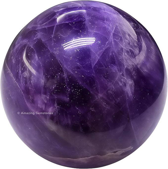 Amazing Gemstone Amethyst Crystal Ball with Stand - 2" Inches Crystal Sphere Meditation Balls for Witchcraft and Decorative Balls