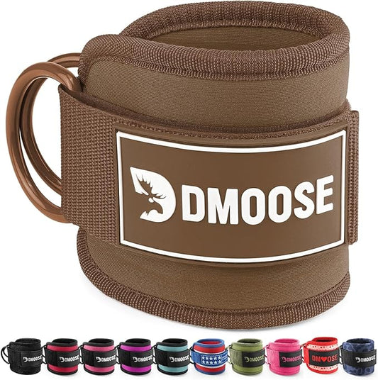 DMoose Fitness Ankle Straps for Cable Machines - One Size Fit with Premium Padding, Glute Kickback Ankle Strap for Women & Men, Cable Attachments for Gym, Booty Workouts, Leg Extension & Hip Abductors