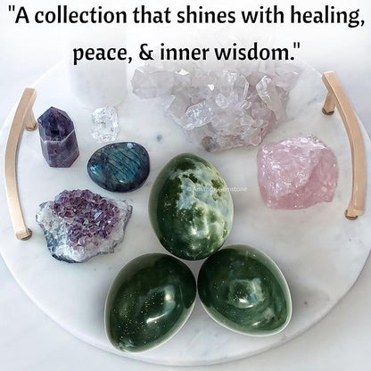 Amazing Gemstone Moss Agate Crystal Yoni Egg, 2 Inches - Premium Crystals and Healing Stones Yoni Egg for Pelvic Floor Health, Natural Healing Crystal Eggs for Meditation and Stress Relief