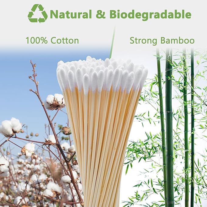 500/200PCS Gun Cleaning Swabs - 6 Inch Long Cotton Swabs - Lint Free, Highly Absorbent Gun Swabs for Precision Gun Cleaning, Applying