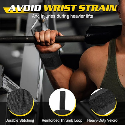Lifting Straps Wrist Wraps Weightlifting Training: Heavy Duty Gym Support for Men Women Boost Grip Wrist Stability