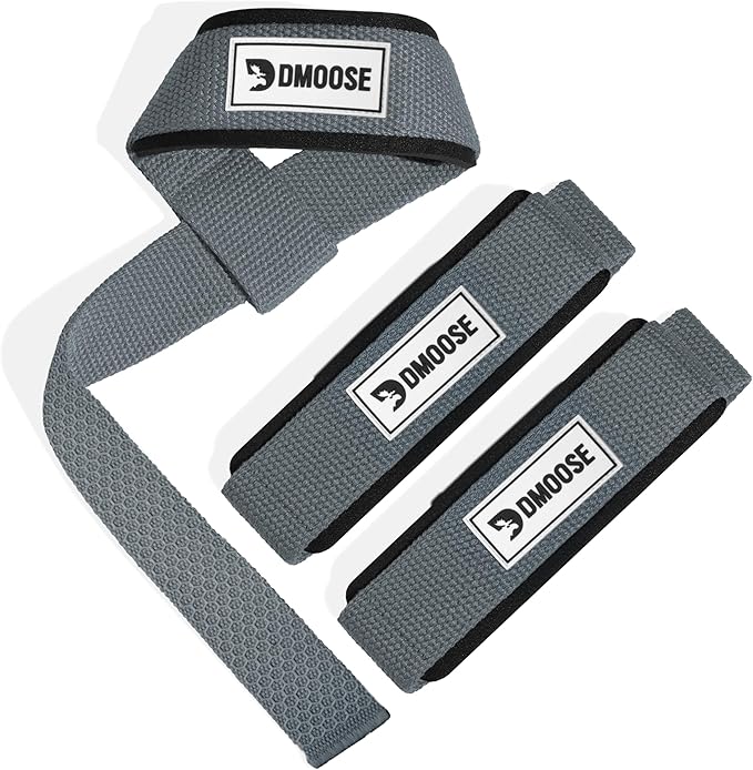 DMoose Fitness Lifting Straps 24" (Pair) - 5mm Padded Durable Wrist Straps for Weightlifting & Powerlifting - Cotton Lifting Strap with Silicone Grip for Men & Women - Deadlift Strap for Gym Workout