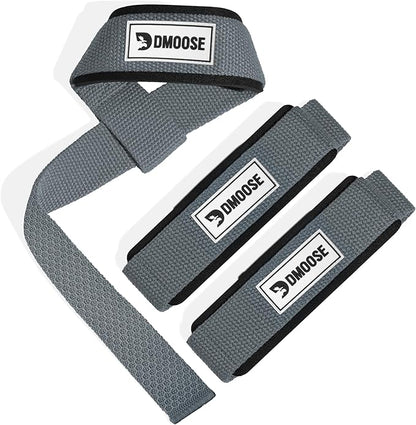 DMoose Fitness Lifting Straps 24" (Pair) - 5mm Padded Durable Wrist Straps for Weightlifting & Powerlifting - Cotton Lifting Strap with Silicone Grip for Men & Women - Deadlift Strap for Gym Workout