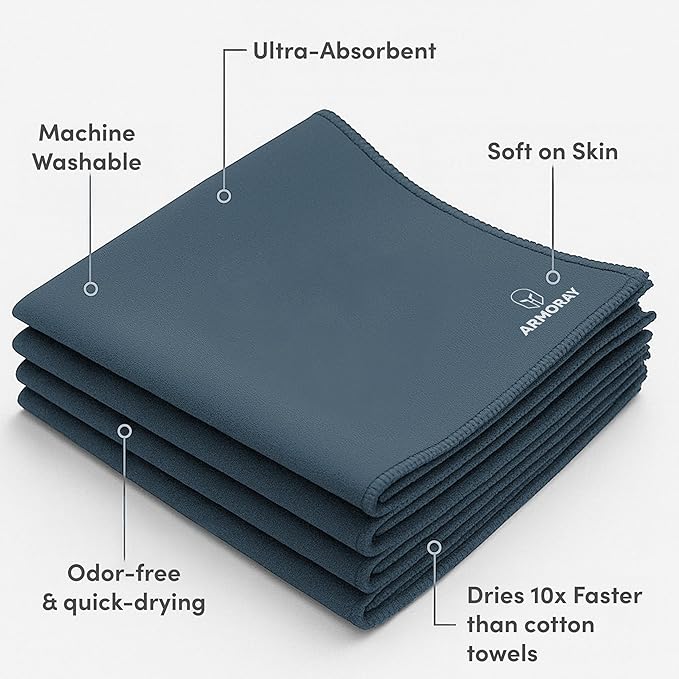 ARMORAY Sweat Absorbing Towel Handkerchief – Quick-Dry Microfiber Gym Towels for Face, Hands & Body – Workout Towel for Men, Sport Rag, Perfect for Tennis, Pickleball & Sauna Use by Women