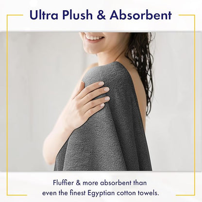 100% Organic Zero-Twist Cotton Towels - GOTS Certified Luxury Bath Towels - Ultra Soft & Plush 700GSM Long-Staple Cotton - 6 Piece Towel Set (Granite Grey)