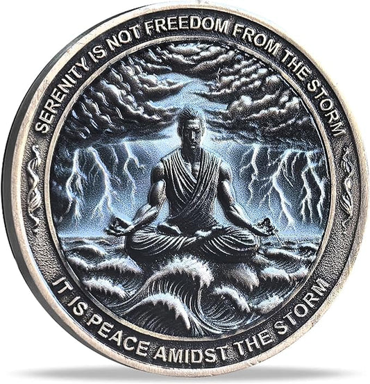 Serenity Peace Within The Storm Sobriety Chip AA Medallion with Serenity Prayer Perfect for AA Recovery and Motivation (Single Coin)