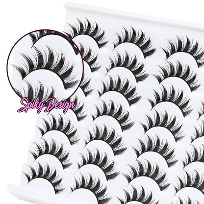 Losha Lashes Spiky Manga Lashes 14 Pairs Wispy False Eyelashes 8D Soft Anime Eye Lashes Natural Fluffy Asian Fake Eyelashes (Manga-14P)