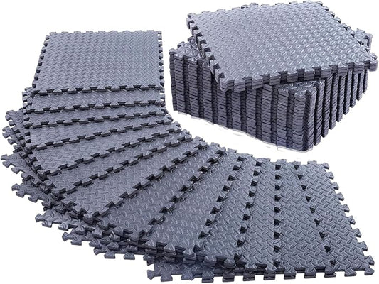 24 Pack - 1/2" Extra Thick Floor Exercise Mat for Home Gym Floor Padding for Kids - High-Density EVA Interlocking Foam Floor Tiles for Gym Equipment, Play Area, Yoga, Cardio, Weights, MMA