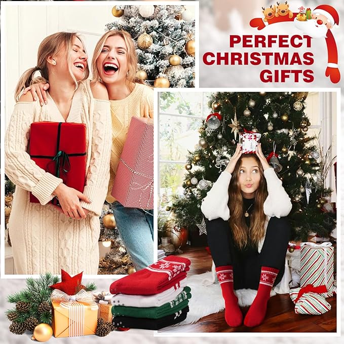 Toes Home Pilates Socks for Women with Non Slip Grippers, Yoga Crew Socks for Barre Hospital Sticky Slipper Socks 4 Pairs