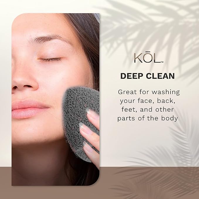 KOL Face Scrubber, Premium Charcoal and Vitamin E Infused Facial Cleansing and Exfoliating Pads for Daily Cleaning and Makeup Removal, 3 Count