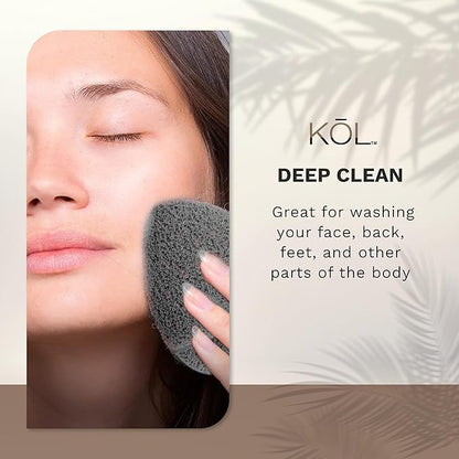 KOL Face Scrubber, Premium Charcoal and Vitamin E Infused Facial Cleansing and Exfoliating Pads for Daily Cleaning and Makeup Removal, 3 Count