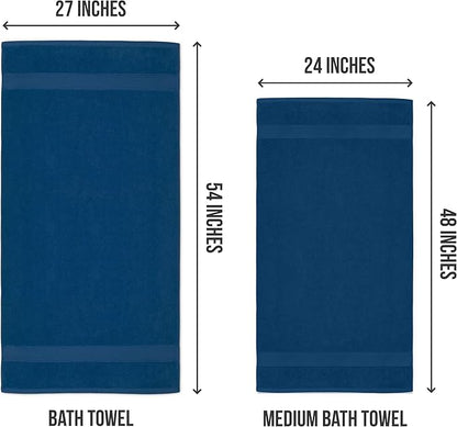Utopia Towels 6 Pack Medium Bath Towel Set, 24 by 48 Inches, 500 GSM 100% Ring Spun Cotton, Lightweight and Highly Absorbent Quick Drying Premium Towels for Hotel, Spa and Bathroom, Navy