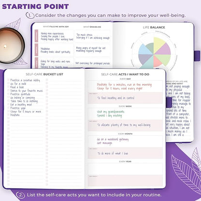 Clever Fox Self-Care Journal – Daily Reflection Notebook – Mental Health & Personal Development Planner, Meditation & Mood Log, A5 (Purple)