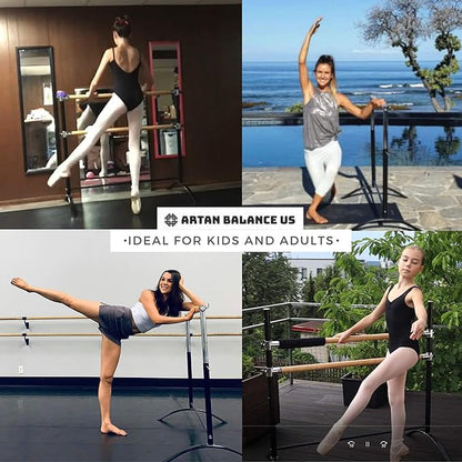 Ballet Barre Portable for Home or Studio, Height Adjustable Bar for Stretch, Pilates, Dance or Active Workouts, Single or Double Bar, Kids and Adults
