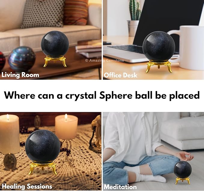 Amazing Gemstone Blue Aventurine Crystal Ball with Stand - 2" Inches Crystal Sphere Meditation Balls for Witchcraft and Decorative Balls