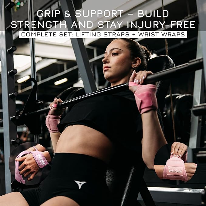 Breaking Limits Gym Straps Weight Lifting Wrist Wraps Bundle – Workout Lifting Straps for Deadlift – Wrist Straps for Weightlifting Men & Women - Muñequeras Para Gym