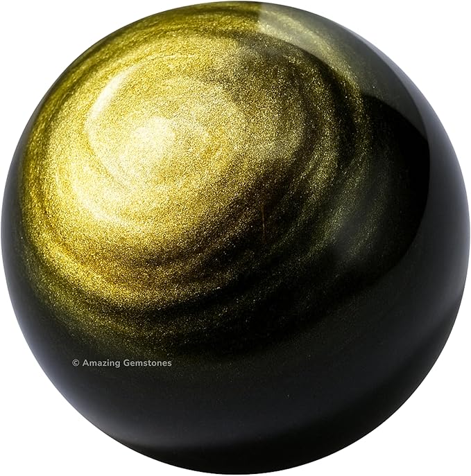 Amazing Gemstone Golden Sheen Obsidian Crystal Ball with Stand - 2 Inches Crystal Sphere Meditation Balls for Witchcraft and Decorative Balls
