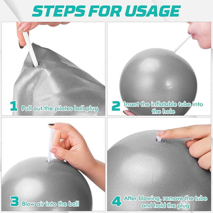 Pilates Ball, 9 Inch Small Exercise Mini Soft Workout Yoga Ball with Exercise Guide, for Home Gym Yoga, Pilates, Core Training, Workout, Balance, Stability