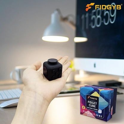 Cube Fidget Stress Relief Toy for Adults & Kids, Smooth, Quiet Sensory Toy for Anxiety, Focus & ADHD Idea[Black_Black]