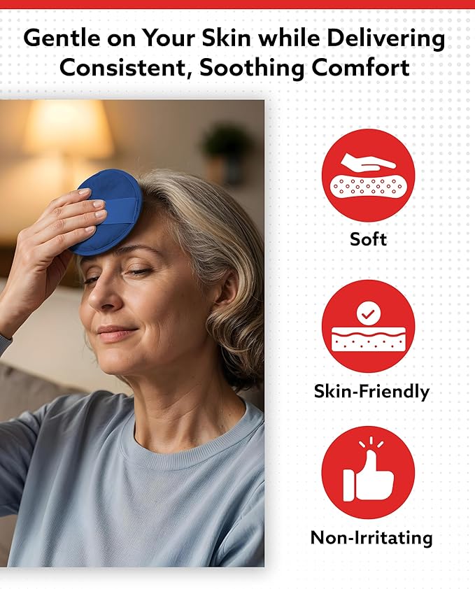Alpi Circle Plush Gel Ice Packs Reusable & Microwavable – 4”x4” Small Ice Packs for Kids & Adults – Hot or Cold Eye Mask with Beads - Plush Comfort for Muscle Aches & Minor Discomfort – Blue