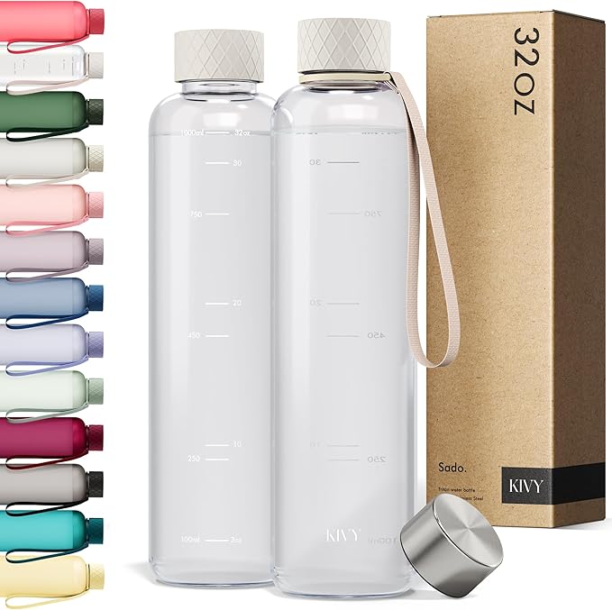 KIVY Tritan Water Bottle 2nd Generation (Cream Clear, 32oz)