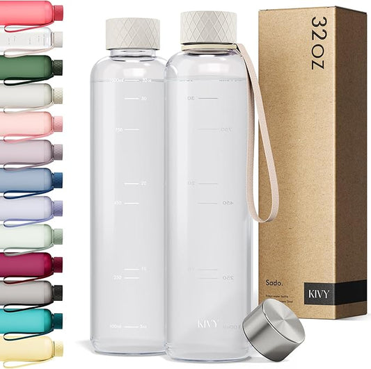KIVY Tritan Water Bottle 2nd Generation (Cream Clear, 32oz)