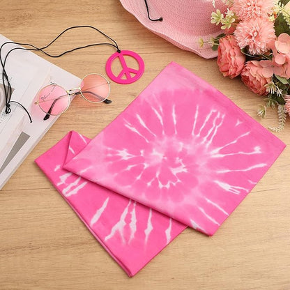 Norme 3 Pcs Hippie Costume Accessories 70s Peace Sign Necklace Tie Dye Hippie Headband Sunglasses Halloween Party Decor