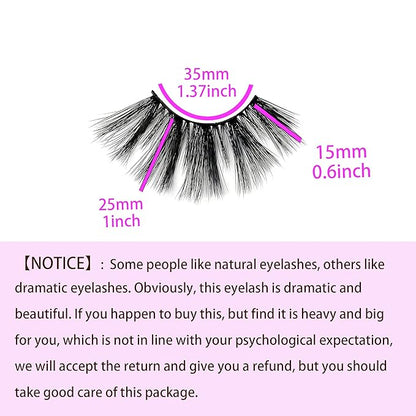 Mikiwi 25mm Lashes, Dramatic 6D Faux Mink Lashes, Fluffy Volume Eyelashes, Thick Crossed Lashes, Long Faux 25mm Mink Lashes