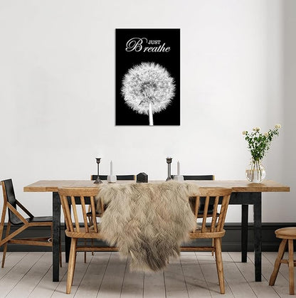 YIOZHAOFH Black Dandelion Picture Artwork Bedroom Decoration Just Breathe Canvas Painting Photo Relaxing Meditation Art Wall Decor Framed for Home Room Office (24L x 36W)