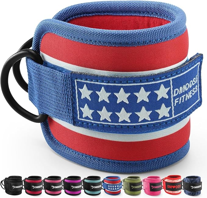 DMoose Fitness Ankle Straps for Cable Machines - One Size Fit with Premium Padding, Glute Kickback Ankle Strap for Women & Men, Cable Attachments for Gym, Booty Workouts, Leg Extension & Hip Abductors