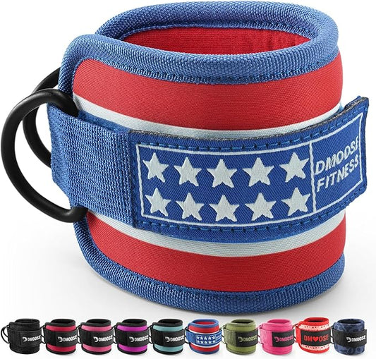 DMoose Fitness Ankle Straps for Cable Machines - One Size Fit with Premium Padding, Glute Kickback Ankle Strap for Women & Men, Cable Attachments for Gym, Booty Workouts, Leg Extension & Hip Abductors