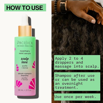 Pacifica Serum and Scalp Scrub Set – Rosemary Mint Scalp Love with Witch Hazel for Detox and Dry Itchy Scalp Relief, Vegan & Cruelty-Free, 2 oz & 4 oz (Set of 2)