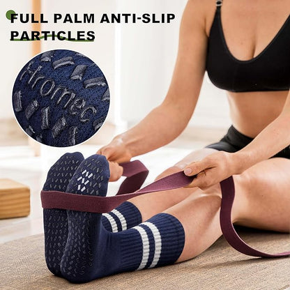 Pilates Socks with Grips for Yoga, Barefoot, Ballet, Barre, Hospital Non Slip Anti Skid Socks for Women and Men