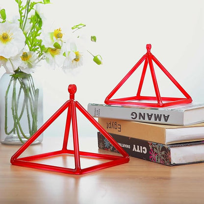 TOPFUND 10" Red Crystal Singing Pyramid Sound Therapy Instument with Carrying Case and Quartz Suede Mallet