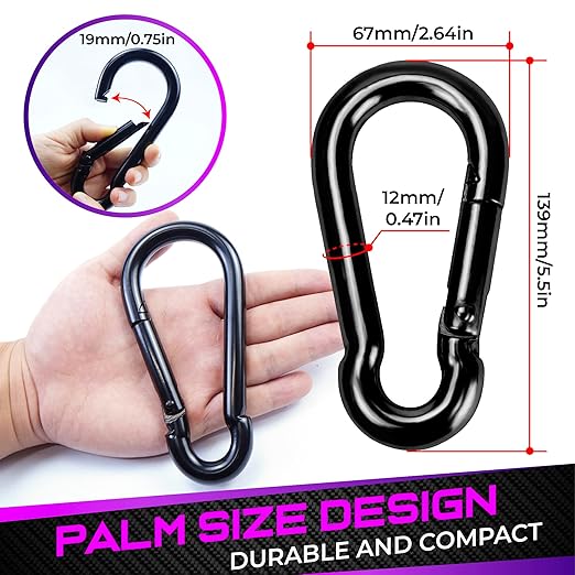 2Pcs 5.5In Spring Snap Hooks 1000LBS Capacity, Utility Hook Clip, Heavy Duty Rope Connector, Quick Link Snap Hooks for Indoor & Outdoor, Hanging, Camping, Fishing