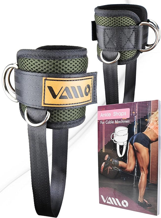VAIIO Ankle Straps for Cable Machines,Adjustable Comfort fit Neoprene, Reinforce Double D-Ring - Premium Ankle Cuffs to Improve Abdominal Muscles, Lift The Butts, Tone The Legs for Men & Women