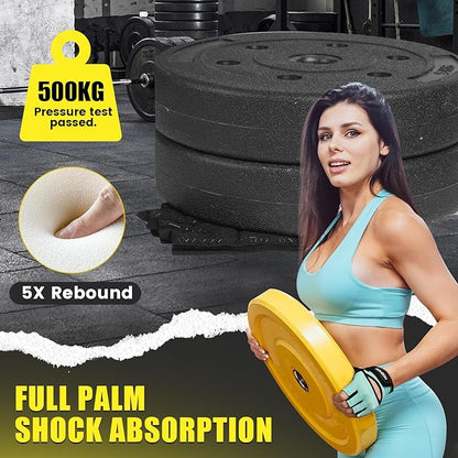 Ventilated Weight Lifting Gloves, Thick Padded Gym Gloves with Full Palm Protection & Grip & Shock Absorption for Women & Men's Fitness Training