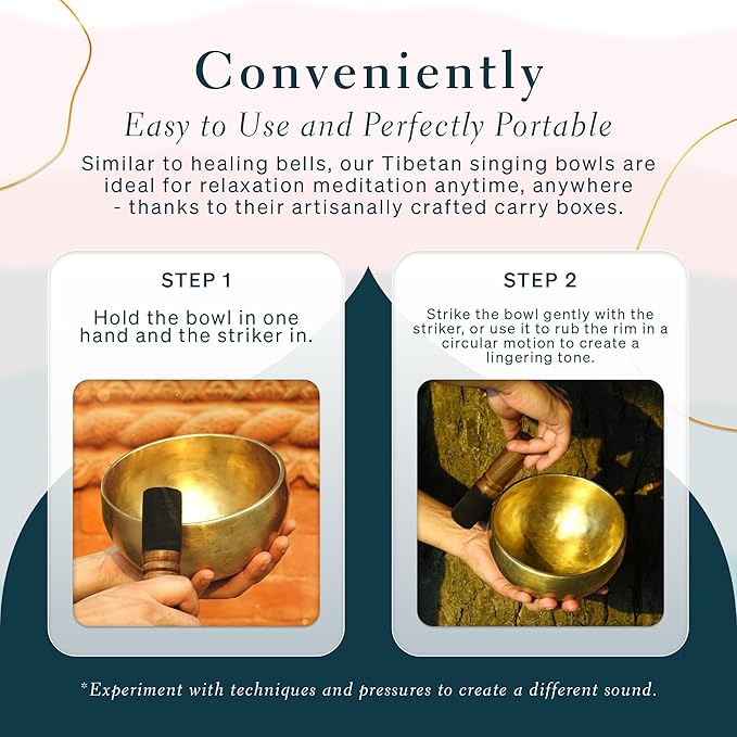 Tibetan Singing Bowl, Handcrafted Singing Bowl for Meditation, Prayer & Holistic Healing, Yoga Accessories, 11” Sound Bowl with Wooden Striker, Artisanal Pouch & Cushion