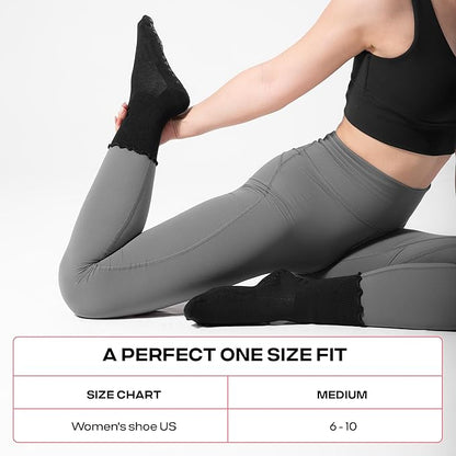 CoolMate Pilates Socks with Grips for Women, Yoga Socks, Crew Non Slip Women for Workout, Barre, Pilates Gifts