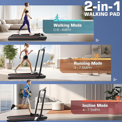 ANCHEER Foldable Treadmill with 12% Incline, 3.0HP Walking Pad Treadmills with Handle Bar, 320LBS Capacity/2S Folding/Widened Belt, Quiet Portable Walking Treadmill Under Desk with LED