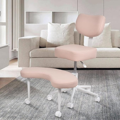 Meditation Chair, Cross Legged ADHD Office Chair for Adults with Wheels Ergonomic Back Support and Leg Rest for Multi Position Criss Cross Sitting Kneeling and Yoga Height Adjustable, Leather Style