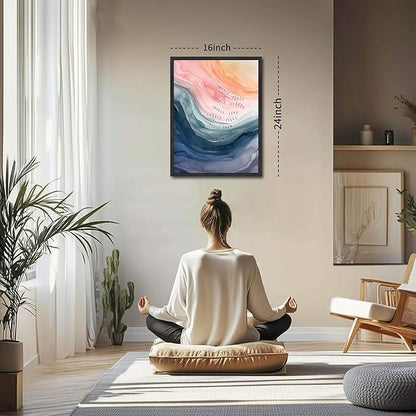 Mental Health Wall Art, Therapy Office Pictures Wall Decor, Inhale Exhale Art Paintings, Canvas Prints, Therapist Artwork for Meditation Room Calming Corner Decoration, Floating Framed 16x24 Inch