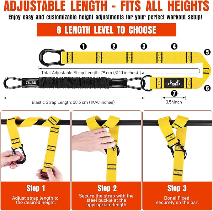 Pull Up Assistance Bands, 300lbs Heavy Duty Resistance Bands for Pull Ups with Adjustable Height, Fabric Feet Rest & Knee Support, Strength Training Pull Up Bar Assist Bands for Home Gym Workouts