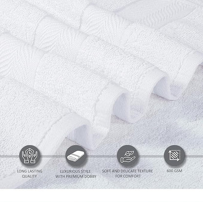 Oakias Premium Towel Set 600 GSM 8 Piece White - 100% Ring Spun Cotton Highly Absorbent Towels Set - Super Soft Bathroom Towel Set - Hotel Quality Double Stitched Hem - Ideal for Hotels, Spa, Gyms