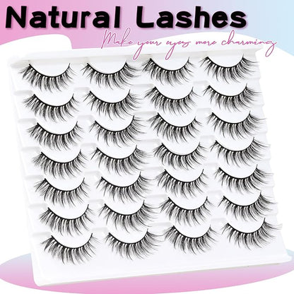 Losha Lashes Wispy False Lashes 14 Pairs Natural Fake Eyelashes Lightweight Soft False Eyelashes Fluffy Faux Mink Lashes Pack (G2-M)