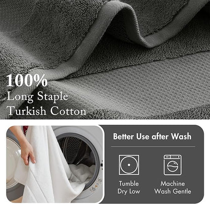 Madison Park Turkish 100% Cotton 600Gsm Luxury Premium Thick Soft Absorbent Hotel Bathroom Towel Set Shower Hand Face Washcloths, Assorted Sizes, Charcoal 6 Piece
