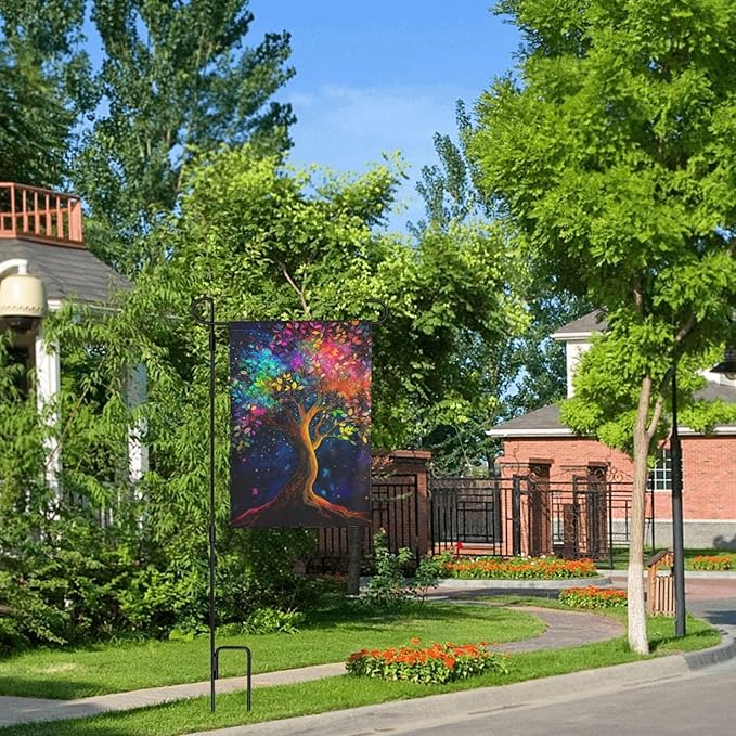 Colorful Tree Garden Flag 12x18 In Double Sided Yard Flags Lawn Sign Decor No Flagstand