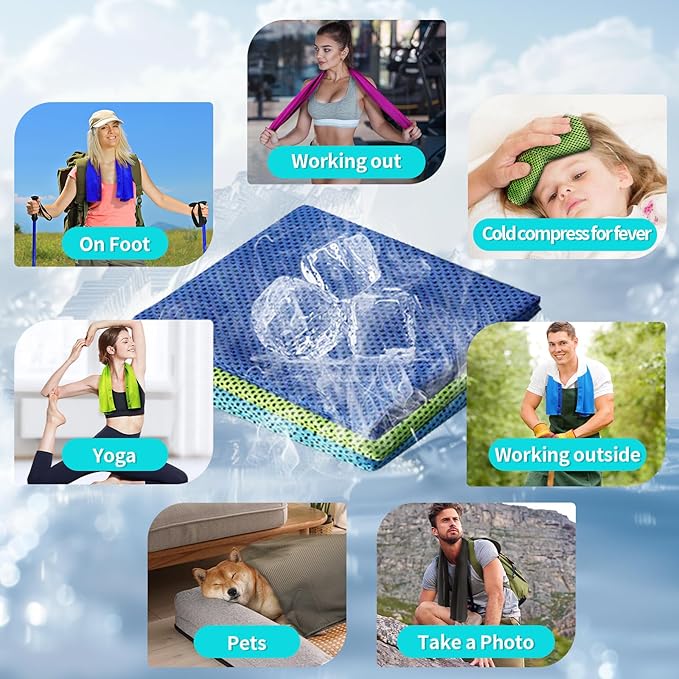 Cooling Towels for Neck/Face Ice Towel Cooling Neck Wraps for Hot Weather Sweat Towels Microfiber Chilly Towel cold Rags Soft Breathable Quick Dry for Indoor /Outdoor/Yoga/ Gym/Working out（40''x12''）